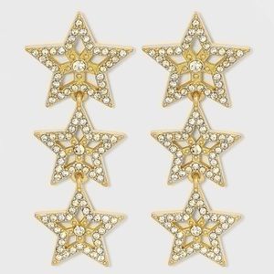 SUGARFIX by BaubleBar Stacked Star Drop Earrings - Metallic Gold
